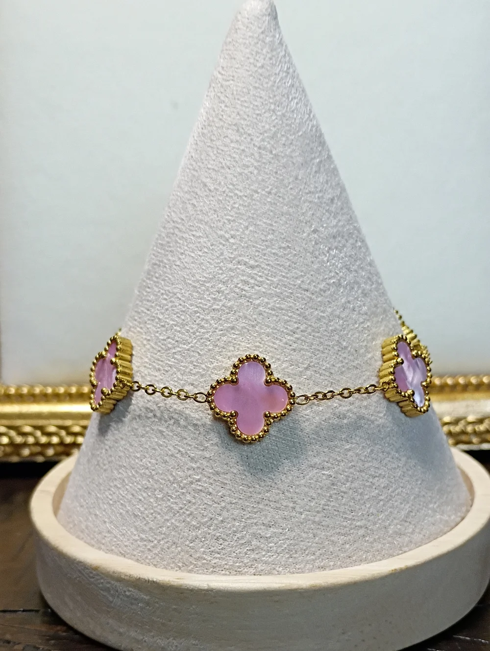 New Gold-Plated Pink Clover Bracelet 🚨